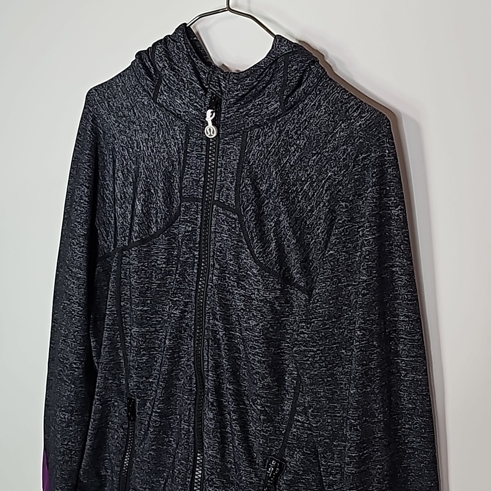 LULULEMON size 12 dark gray hooded zip up jacket - Picture 2 of 7